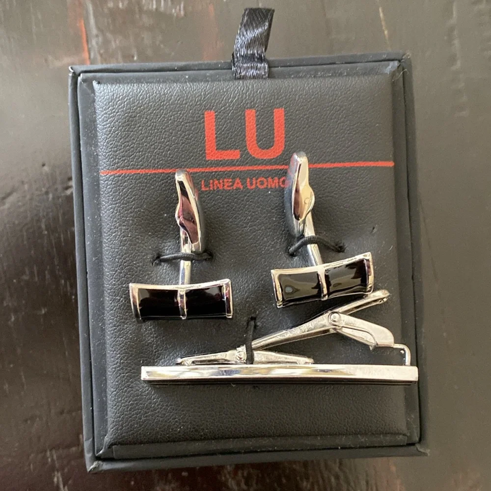 Linea Uomo Cufflinks and Tie Clip Set
